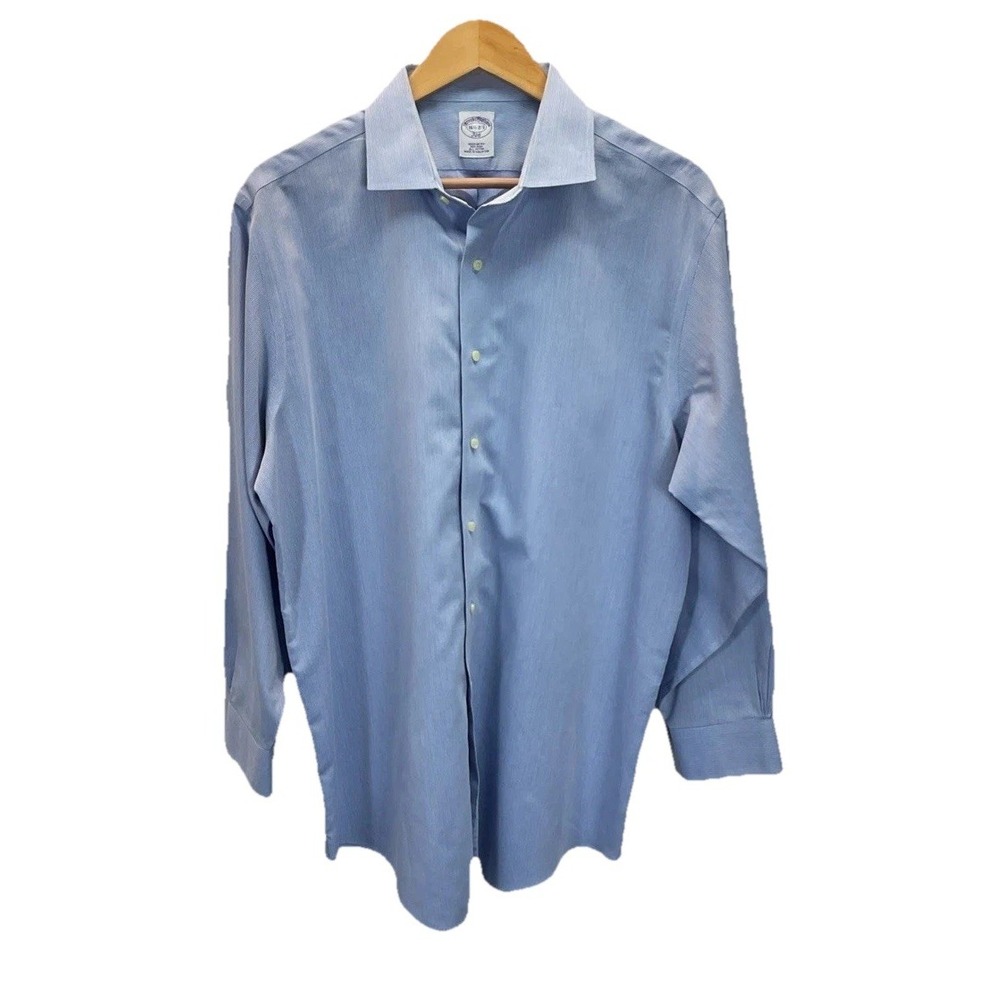 Brooks Brothers‎ Shirt Mens 16 1/2- 2/3 Blue 346 Non Iron Dress Button Front